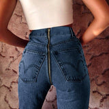 Back Zipper Jeans