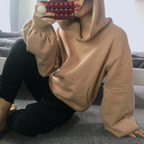 Puff Sleeve Oversized Camel Hoodie