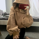 Puff Sleeve Oversized Camel Hoodie
