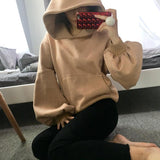 Puff Sleeve Oversized Camel Hoodie