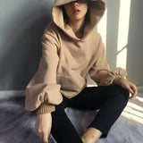 Puff Sleeve Oversized Camel Hoodie