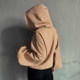 Puff Sleeve Oversized Camel Hoodie