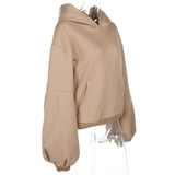 Puff Sleeve Oversized Camel Hoodie