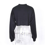 Denim Patch Distressed Crop Hoodie