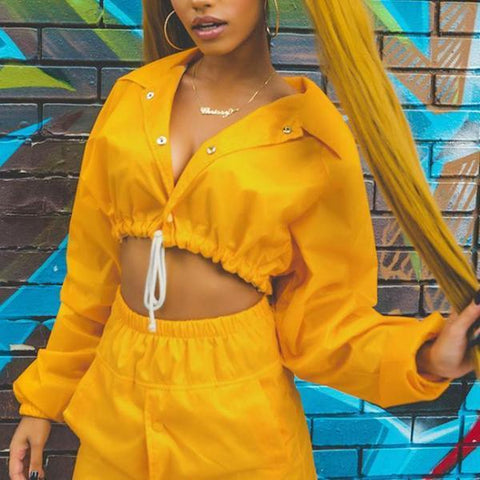 Cropped Orange Nylon Jacket