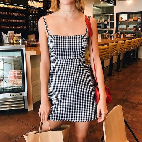 Black Gingham Mini Dress