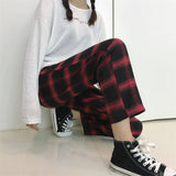 Plaid Fleece Straight Trousers