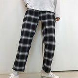 Plaid Fleece Straight Trousers