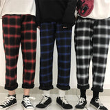 Plaid Fleece Straight Trousers