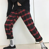 Plaid Fleece Straight Trousers