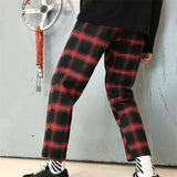 Plaid Fleece Straight Trousers