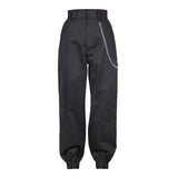 High Waisted Straight Trouser With Chain