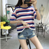 Blue Red White Vintage Striped Tee