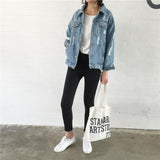Classic Distressed Oversized Denim Jacket