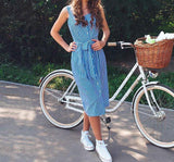Poplin Linen Striped Summer Dress