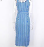 Poplin Linen Striped Summer Dress