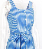 Poplin Linen Striped Summer Dress