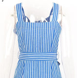 Poplin Linen Striped Summer Dress