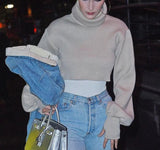 Cropped  Knitted Turtleneck Pullover