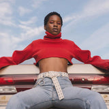 Cropped  Knitted Turtleneck Pullover
