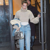 Cropped  Knitted Turtleneck Pullover