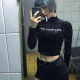 "Live Your Life" Velvet Turtleneck