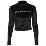 "Live Your Life" Velvet Turtleneck