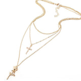 Cross And Rose Two Piece Necklace Set