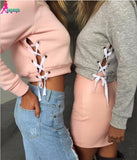 Side Lace Cropped Pullover