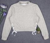 Side Lace Cropped Pullover