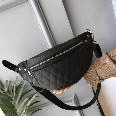 Classic Black Leather Belt Bag