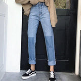 Two Tone Slim Straight Jeans