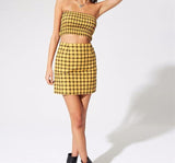 Plaid Tube Top Skirt Two Piece Set