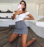 Plaid Mini Skirt With Chain