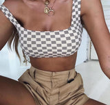 Checkered Knit Crop Top