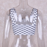 Checkered Knit Crop Top