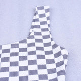 Checkered Knit Crop Top