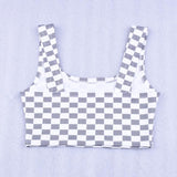 Checkered Knit Crop Top