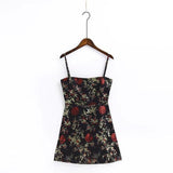 Spaghetti Strap Satin Floral Dress