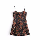 Spaghetti Strap Satin Floral Dress
