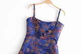 Spaghetti Strap Satin Floral Dress