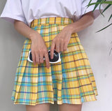 Gradient Plaid Pleated Skirt