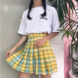 Gradient Plaid Pleated Skirt
