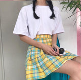 Gradient Plaid Pleated Skirt