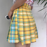 Gradient Plaid Pleated Skirt