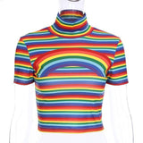Rainbow Turtleneck Cropped Tee