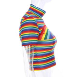 Rainbow Turtleneck Cropped Tee