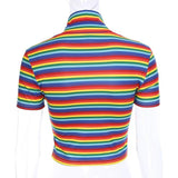 Rainbow Turtleneck Cropped Tee