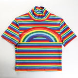 Rainbow Turtleneck Cropped Tee
