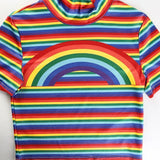Rainbow Turtleneck Cropped Tee